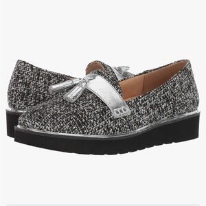 Naturalizer Women's Tweed Slip-On Loafers - Black and Silver